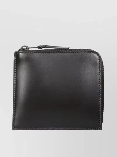 Comme Des Garçons Textured Leather Wallet With Unique Finish In Black