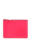 COMME DES GARÇONS COMPACT WALLET IN FLUORESCENT PINK AND YELLOW GOAT LEATHER WITH ZIP