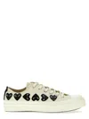 Comme Des Garçons Contrast Heart Print Canvas Sneakers In White