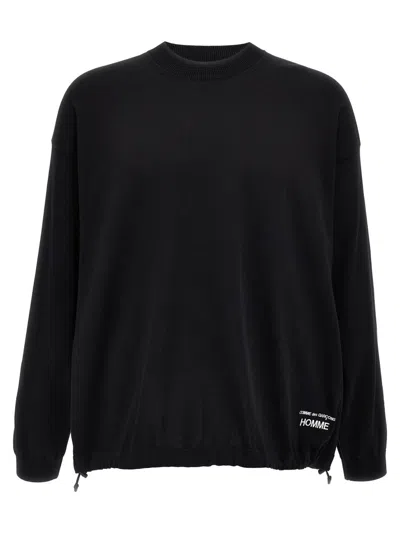 Comme Des Garçons Contrasting Logo Embroidery Cotton Sweater In Black