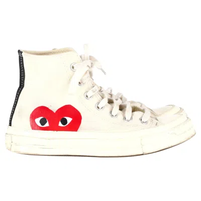 COMME DES GARÇONS CONVERSE X COMME DES GARÇONS PLAY 70 CHUCK TAYLOR HIGH CUT SNEAKERS IN CREAM CANVAS