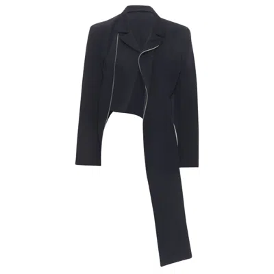 Comme Des Garçons Comme Des Garcons Cotton Asymmetric Cut Biker Coat In Blue