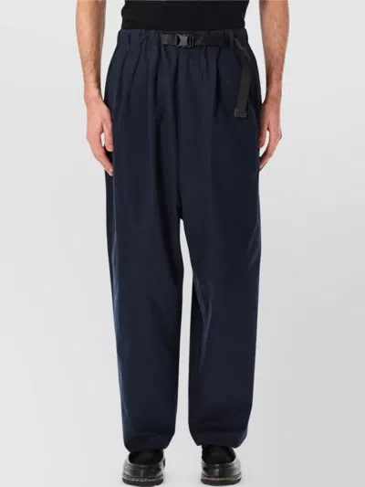 Comme Des Garçons Cotton Belted Loose-fit Trousers In Blue