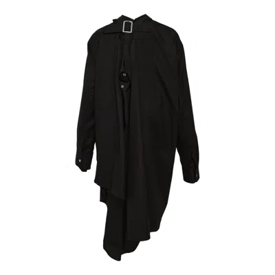 Comme Des Garçons Cotton Broad Buckled Blouse In Black