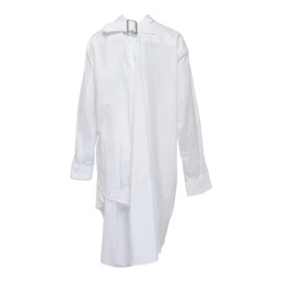 Comme Des Garçons Cotton Broad Buckled Blouse In White
