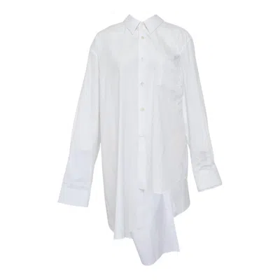 Comme Des Garçons Cotton Broad Buckled Blouse In White