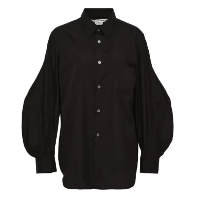 Comme Des Garçons Cotton Broad Court Sleeves Blouse In Black