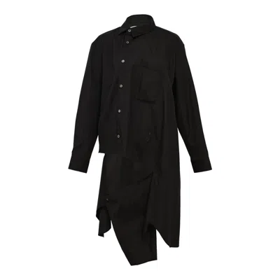 Comme Des Garçons Cotton Broad Cutting Out Blouse In Black