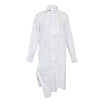 Comme Des Garçons Cotton Broad Cutting Out Blouse In White