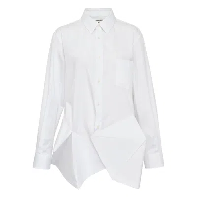 Comme Des Garçons Cotton Broad Filling Blouse In White