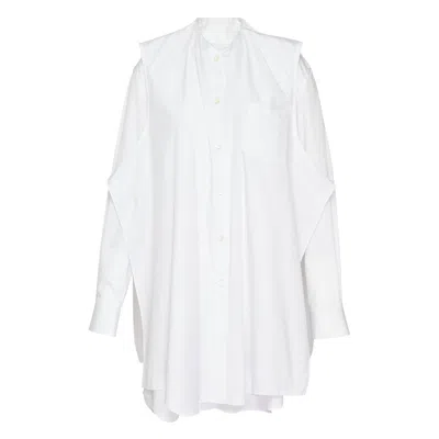 Comme Des Garçons Lace-panel Oversized Shirt In White