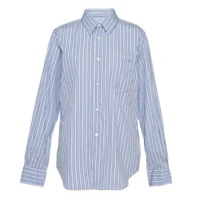 Comme Des Garçons Vertical-stripe Chest-pocket Shirt In Blue