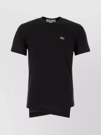 Comme Des Garçons Cotton Crew Neck Lacoste T-shirt In Black