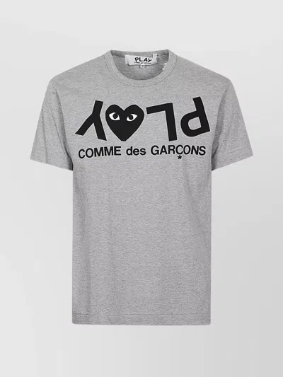 Comme Des Garçons Grey Heart-embroidered Cotton T-shirt