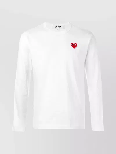 Comme Des Garçons Cotton Crew Neck T-shirt With Heart Logo Patch In Black
