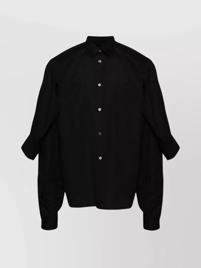 Comme Des Garçons Cotton Double Sleeve Shirt With Box-pleat In Black