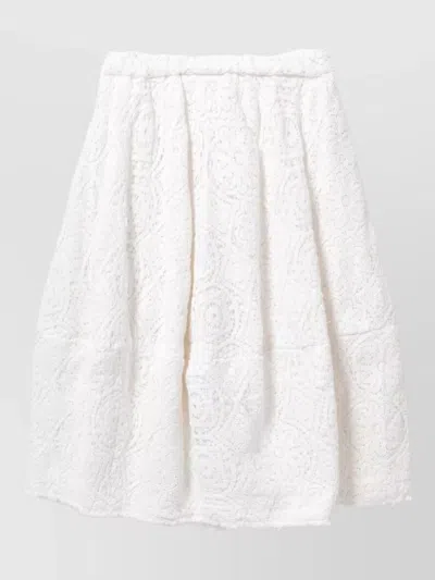 Comme Des Garçons Cotton Midi Skirt Floral Lace Texture In Gray