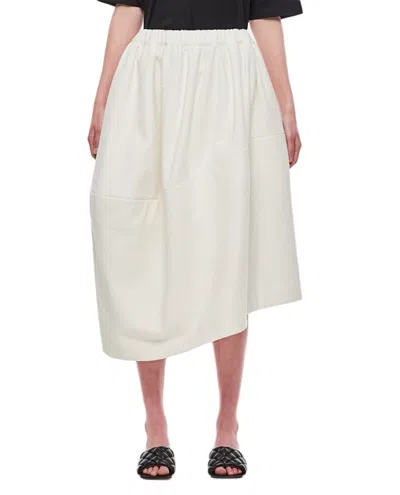 Comme Des Garçons Cotton Nylon Blen Midi Skirt In White
