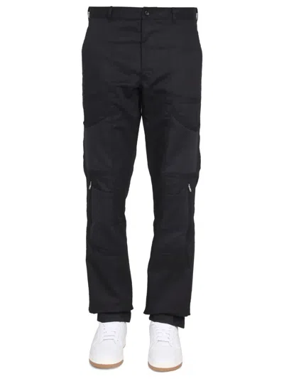 Comme Des Garçons Cotton Trousers With Reinforced Knees In Black