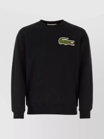 Comme Des Garçons Cotton Piquet Crew-neck Sweatshirt By Lacoste In Black