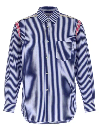 COMME DES GARÇONS COTTON POPLIN STRIPED SHIRT WITH CHECK INSERTS