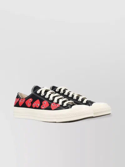 Comme Des Garçons Cotton Printed Low-top Sneakers In Black