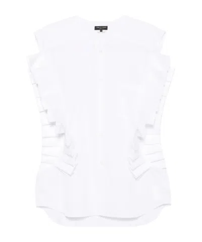 Comme Des Garçons Cotton Shirt In White