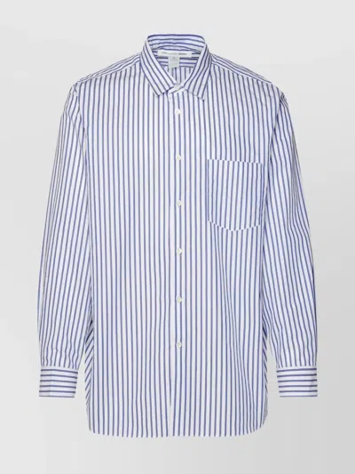Comme Des Garçons Cotton Shirt Striped Pattern In Blue