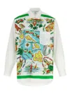 Comme Des Garçons Patterned Cotton Poplin Shirt With Contrast Details In White