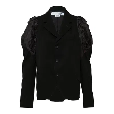Comme Des Garçons Court Sleeve Notched Collar Jacket In Black