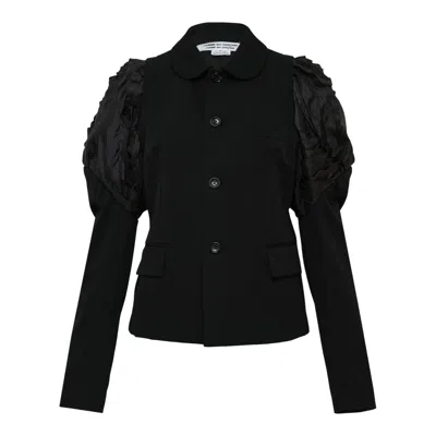 Comme Des Garçons Court Sleeve Round Collar Jacket In Black