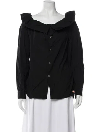 Pre-owned Comme Des Garçons Cowl Neck Long Sleeve Blouse In Black