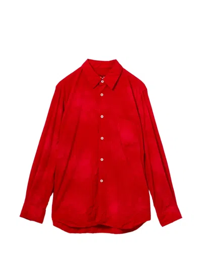 Comme Des Garçons Crease-effect Buttoned Shirt In Red