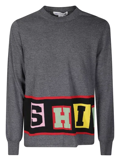 Comme Des Garçons Crew Neck Knitted Sweater In Gray