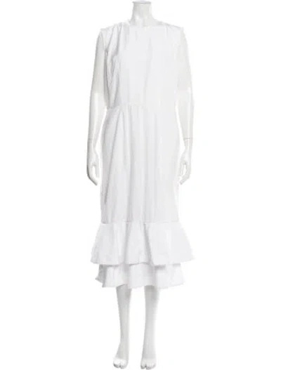 Pre-owned Comme Des Garçons Crew Neck Long Dress In White