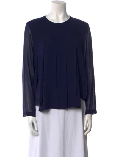 Pre-owned Comme Des Garçons Crew Neck Long Sleeve Blouse In Blue