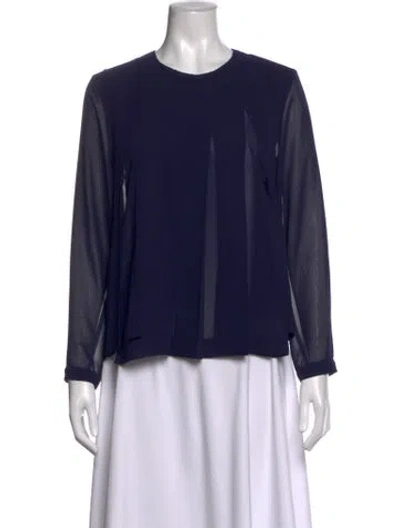 Pre-owned Comme Des Garçons Crew Neck Long Sleeve Blouse In Blue