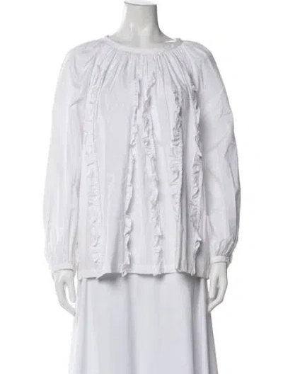 Pre-owned Comme Des Garçons Crew Neck Long Sleeve Blouse In White