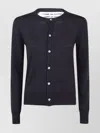 Comme Des Garçons Ribbed Hem Long Sleeve Crew Neck Cardigan