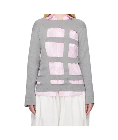 Comme Des Garçons Crew Neck Long Sleeve Sweater In Gray