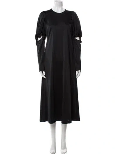 Pre-owned Comme Des Garçons Crew Neck Midi Length Dress In Black