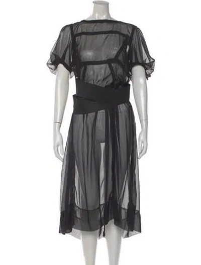 Pre-owned Comme Des Garçons Crew Neck Midi Length Dress In Black