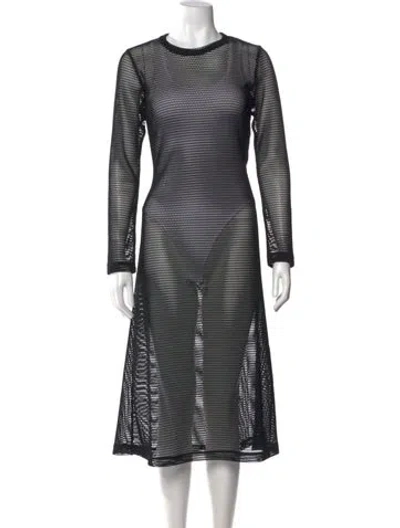Pre-owned Comme Des Garçons Crew Neck Midi Length Dress In Black