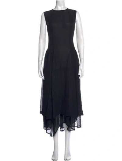 Pre-owned Comme Des Garçons Crew Neck Midi Length Dress In Black