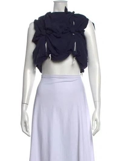Pre-owned Comme Des Garçons Crew Neck Sleeveless Crop Top In Blue