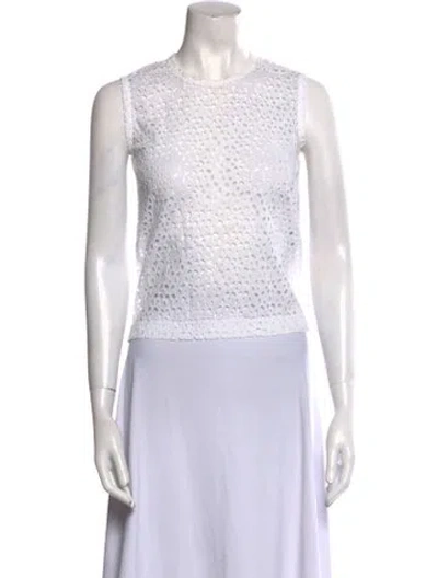 Pre-owned Comme Des Garçons Crew Neck Sleeveless Crop Top In White