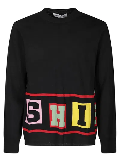 COMME DES GARÇONS CREW NECK SWEATER WITH BOLD LETTERING DETAIL