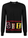Comme Des Garçons Colorful Lettering Crew Neck Long Sleeve Sweater In Black