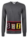 Comme Des Garçons Colorful Letter Design Long Sleeve Knitwear In Gray