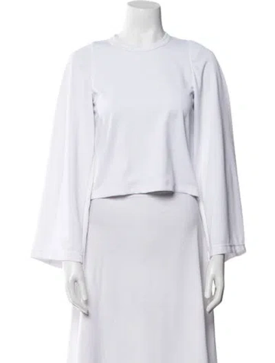 Pre-owned Comme Des Garçons Crew Neck Three-quarter Sleeve Crop Top In White